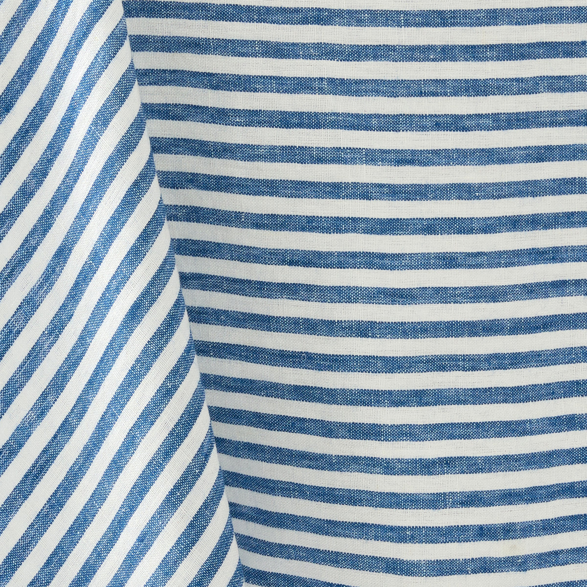 Navy Blue Ticking Stripe Linen Tablecloth