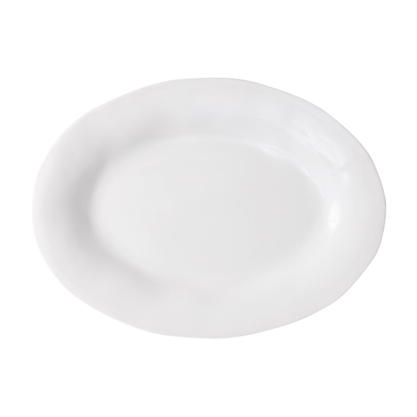 Organic Oval Ceramic Serving Platter, creamy white glaze, subtle organic edges, 13" W x 18" L.