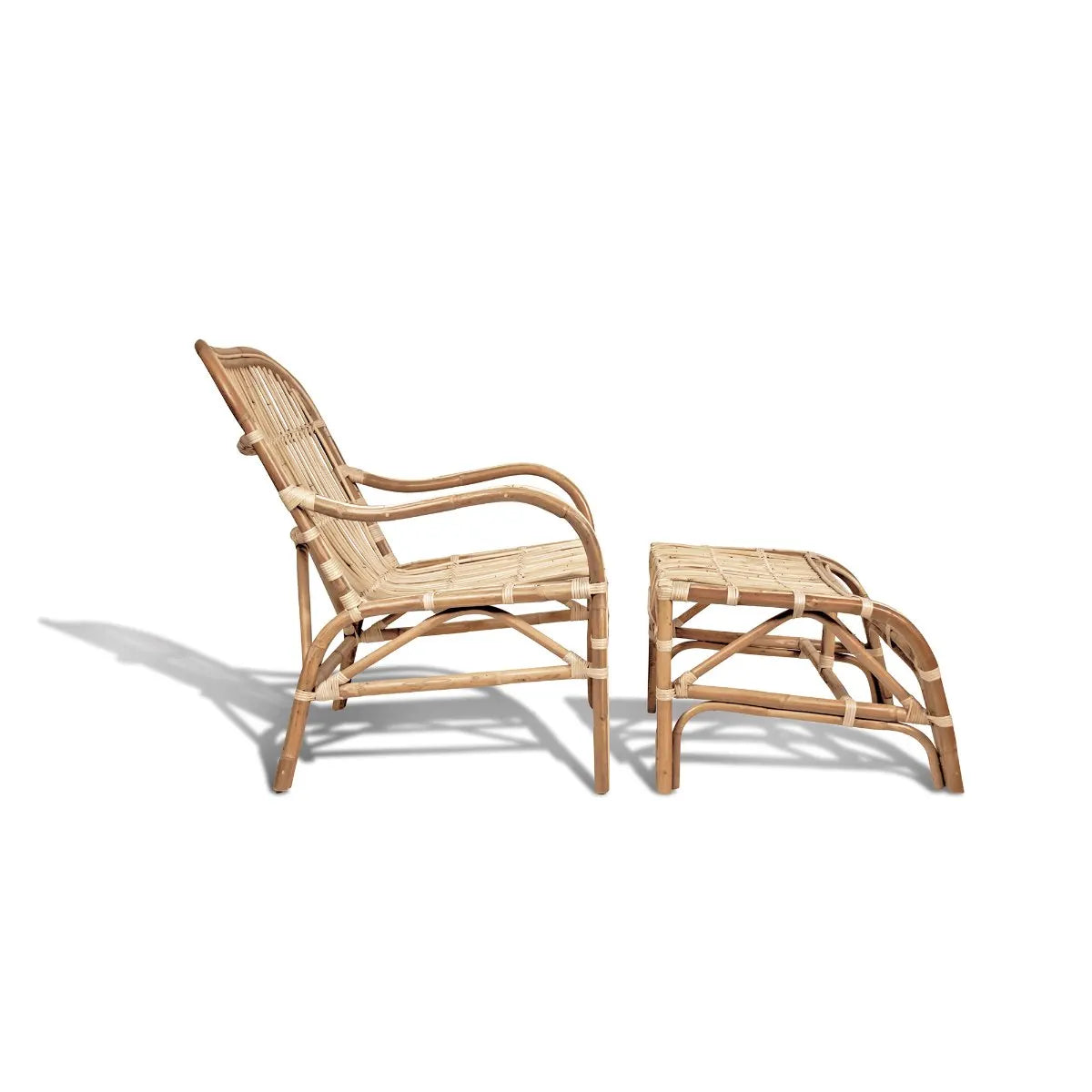 Natural Rattan Riviera Chair with Ottoman