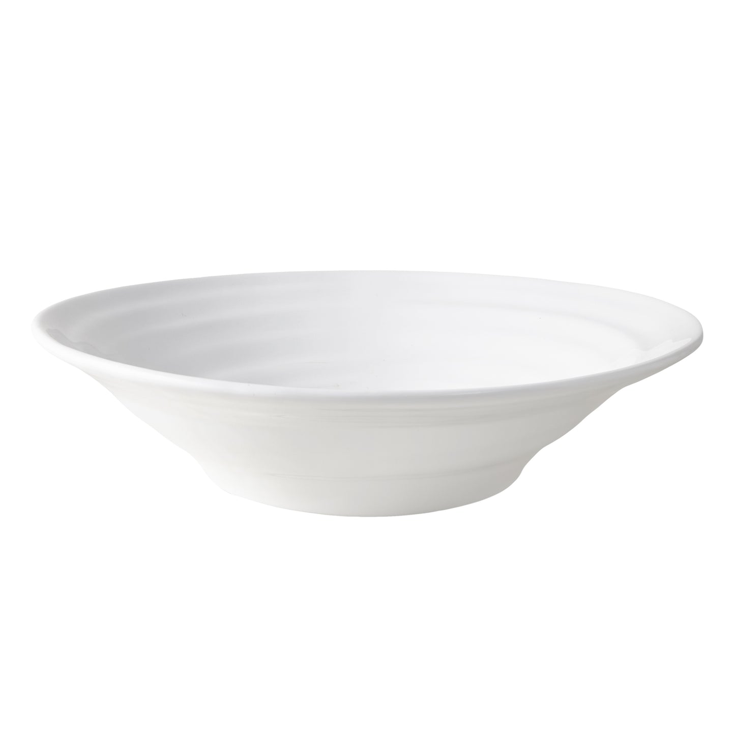 White ceramic Spiral Flared Serve Bowl, 15.5"Dia, handmade in Italy.