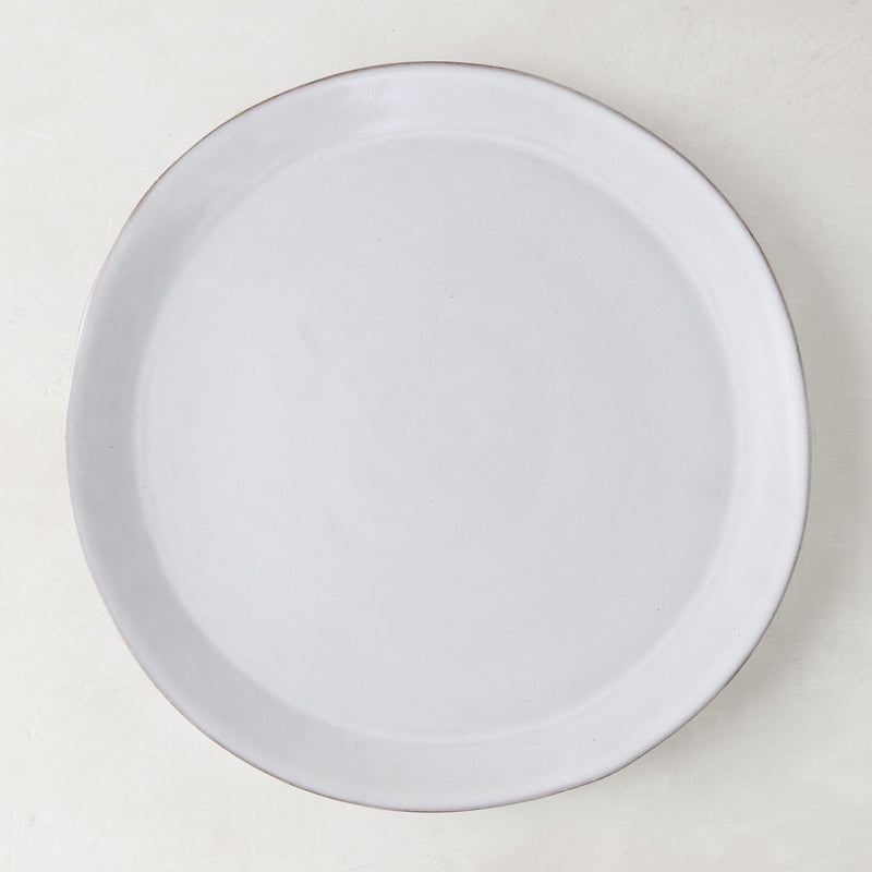 Stone Grey Dinner Plate, 10.75" diameter, hand-glazed terracotta in a cool grey-white hue.