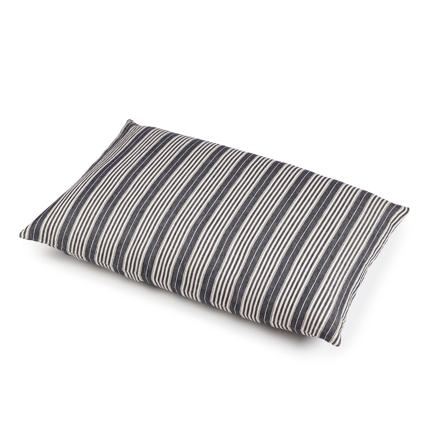 Tack Stripe Linen Pillow Sham, white sand and black striped Belgian flax linen, rectangular.