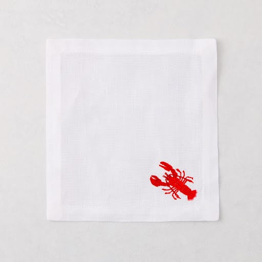 Red Lobster Linen Coaster, set of 4