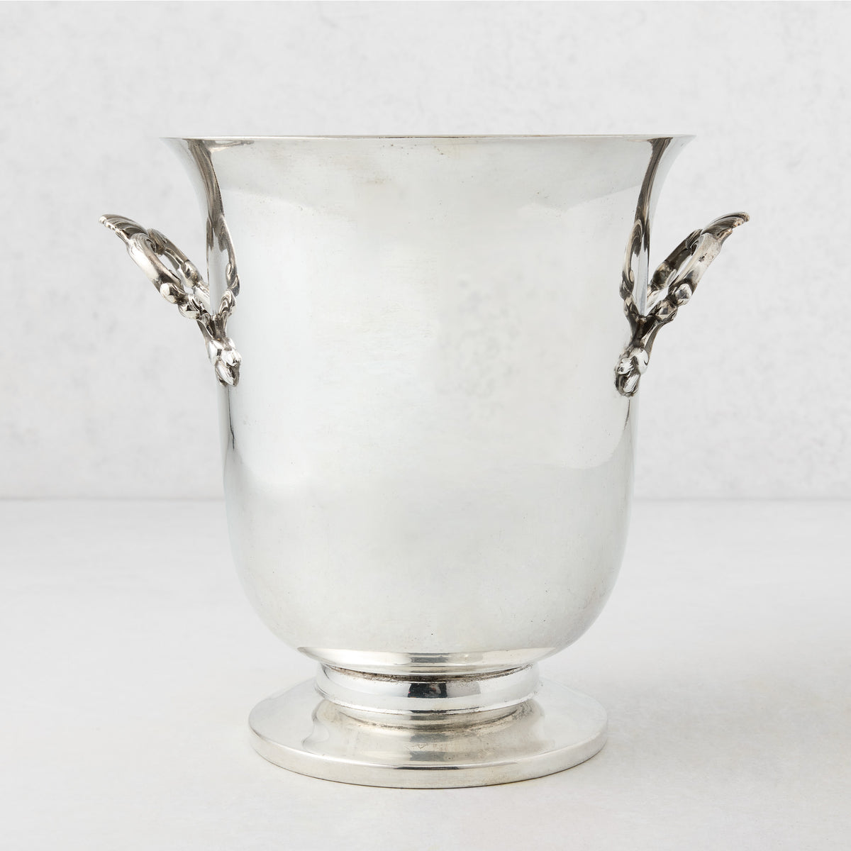 Vintage Silverplate Scroll Handles Opaline Champagne Bucket