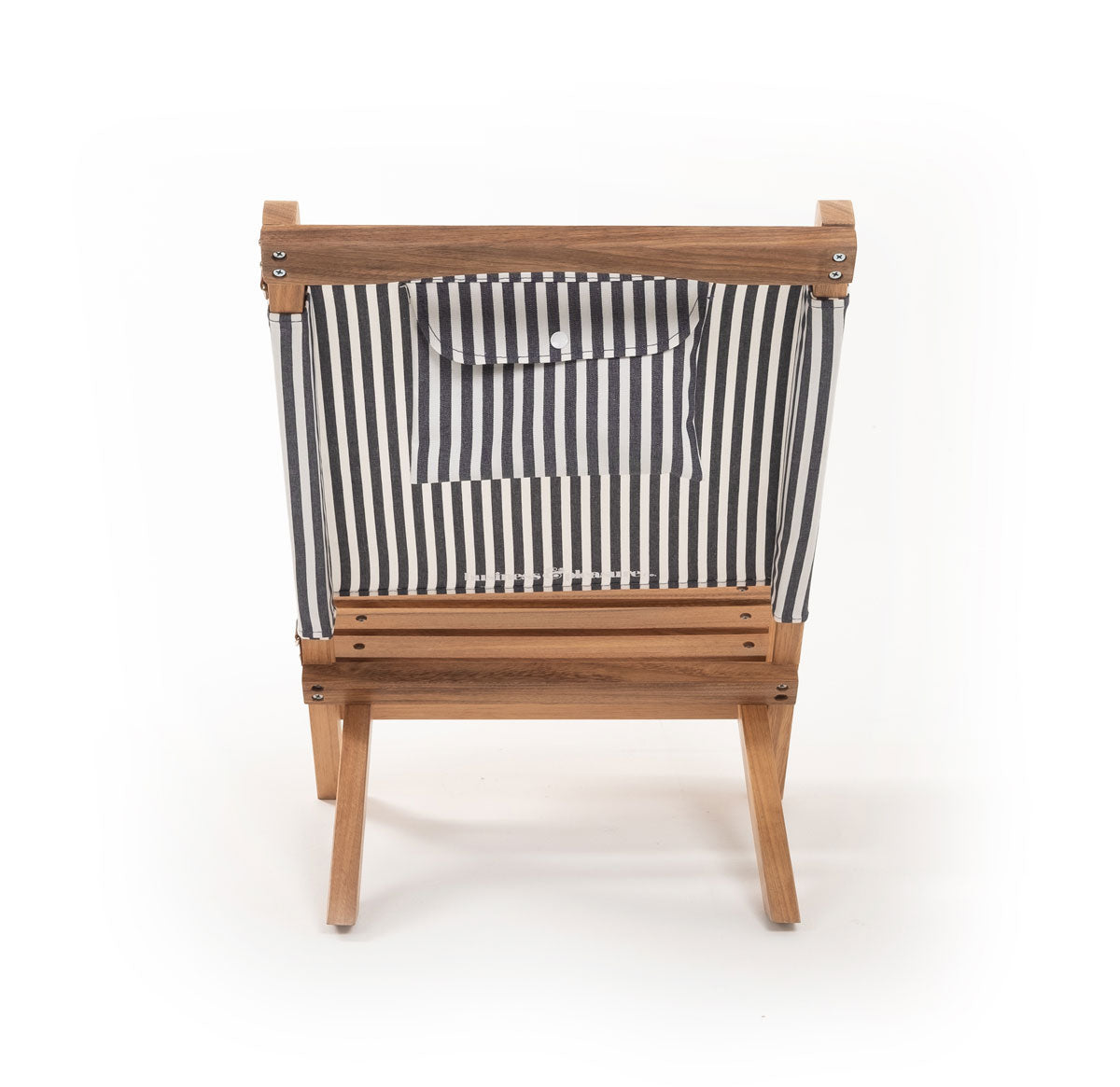 Navy and White Stripe Canvas Small Portable Outdoor Beach Chair