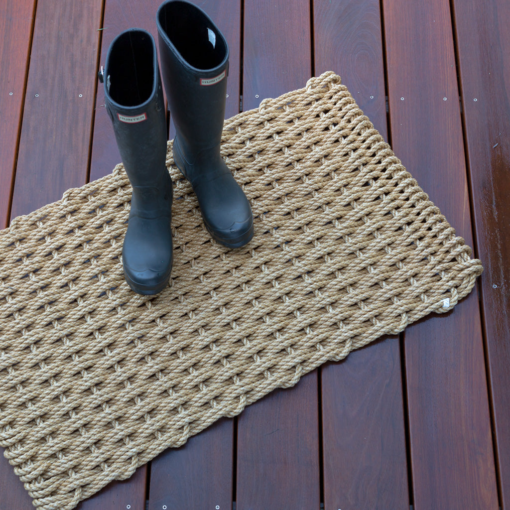 Large Sand Braided Rope Doormat