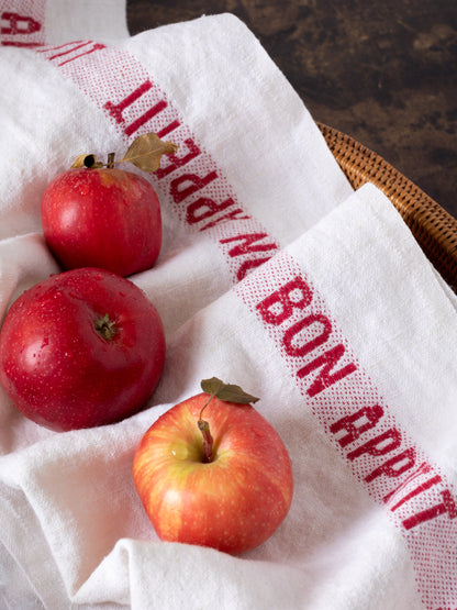 Red bon appetit hand towel 