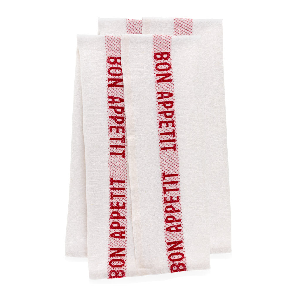 Red bon appetite hand towel set of 2