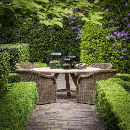 garden summer furniture round picnic wood table