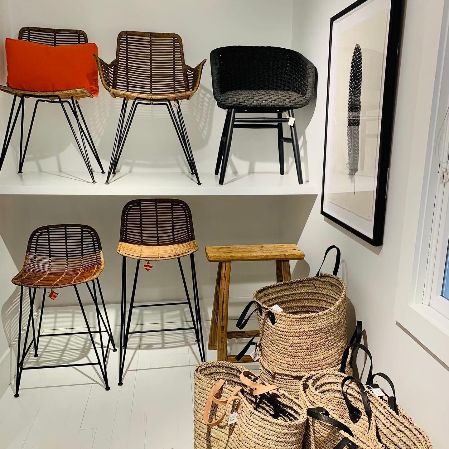 Charly Black Rope Dining Arm Chair: Woven PE resin wicker armchair with matte black aluminum frame.