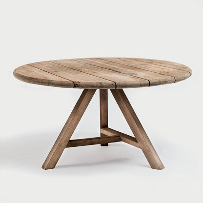 large round garden wood table natural 