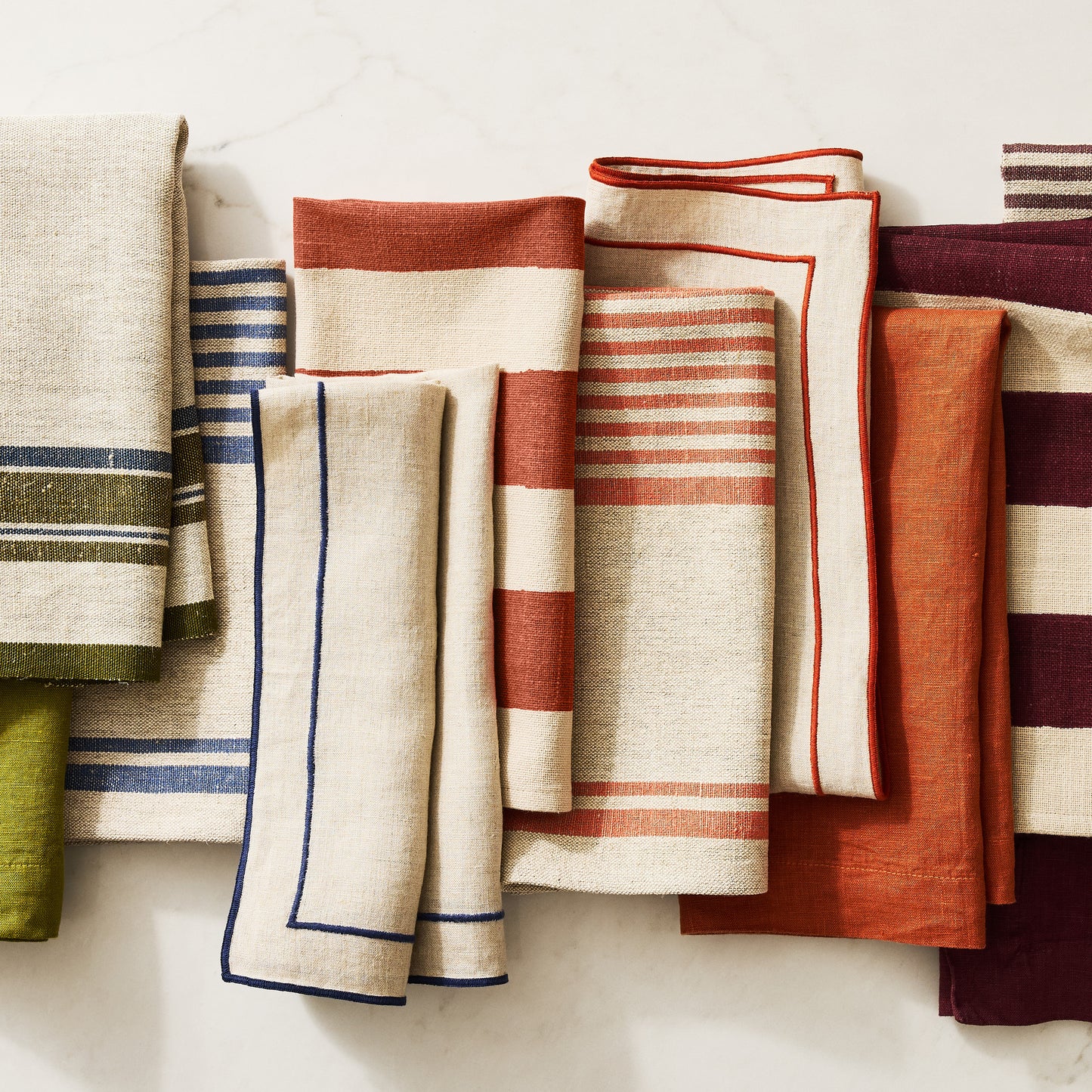 Brown Embroidered Double Line Natural Cotton Napkin