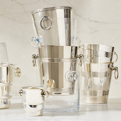 Glass Ice Bucket with Knob Handles