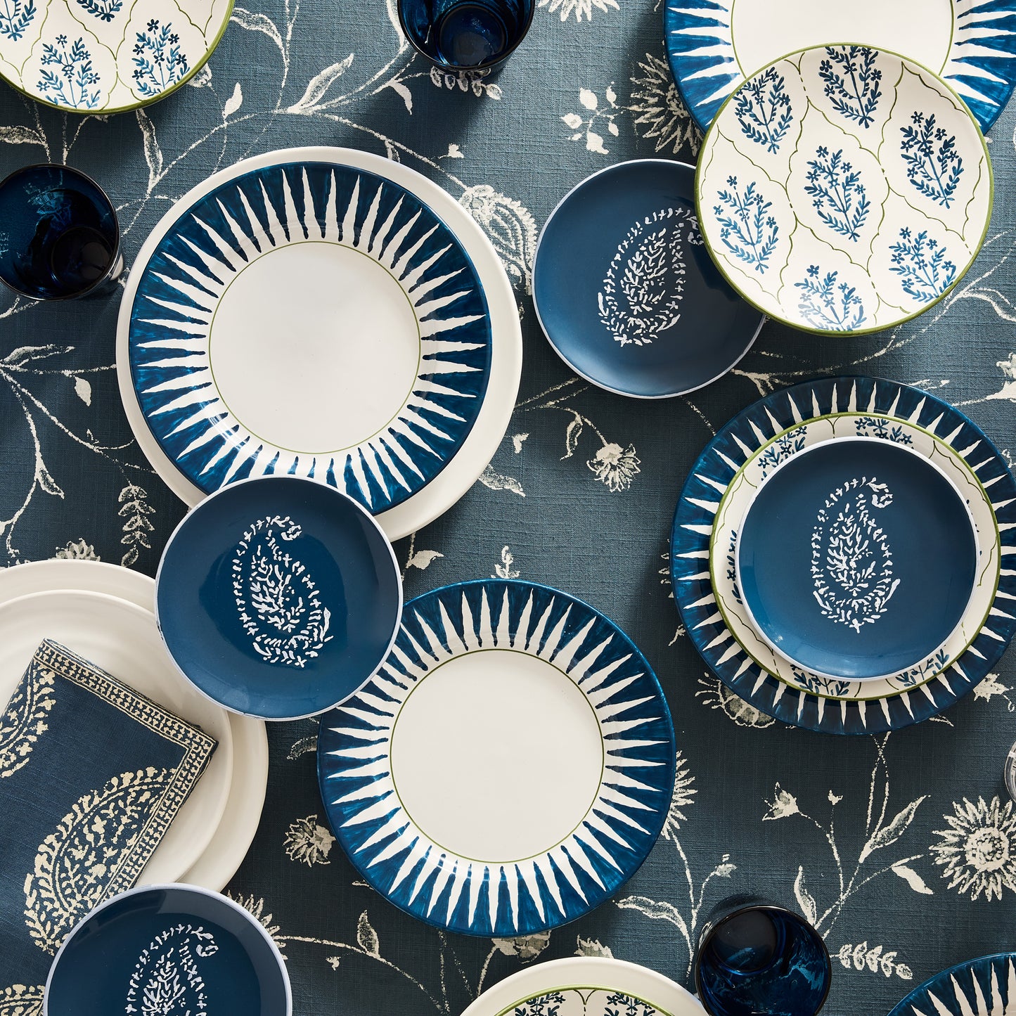 Peter Dunham + Hudson Grace Indigo Blue Hand-Painted Jaali Salad Plate