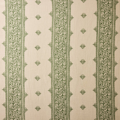 Peter Dunham + Hudson Grace Olive Green Fez Stripe Printed Natural Tablecloth