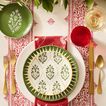 Peter Dunham + Hudson Grace Olive Green Hand-Painted Sunburst Dinner Plate