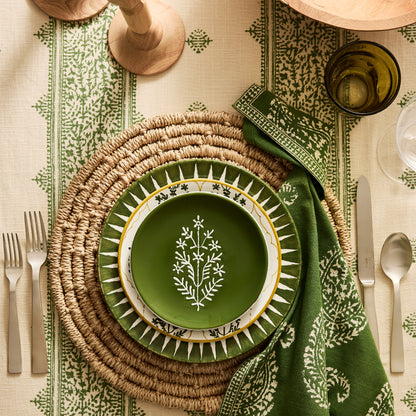 Peter Dunham + Hudson Grace Kashmir Paisley Olive Green Printed Napkin