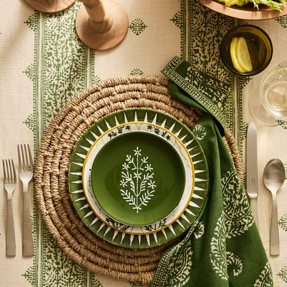 Peter Dunham + Hudson Grace Olive Green Hand-Painted Jaali Salad Plate