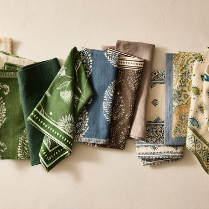 Peter Dunham + Hudson Grace Kashmir Paisley Indigo Blue Printed Napkin