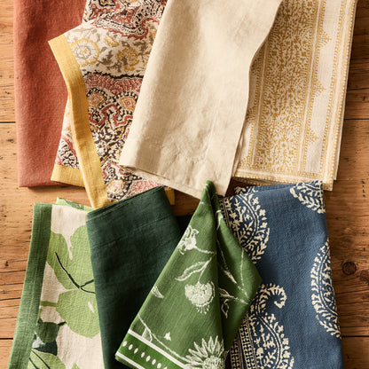 Peter Dunham + Hudson Grace Gold and Spice Orange Deeg Printed Napkin