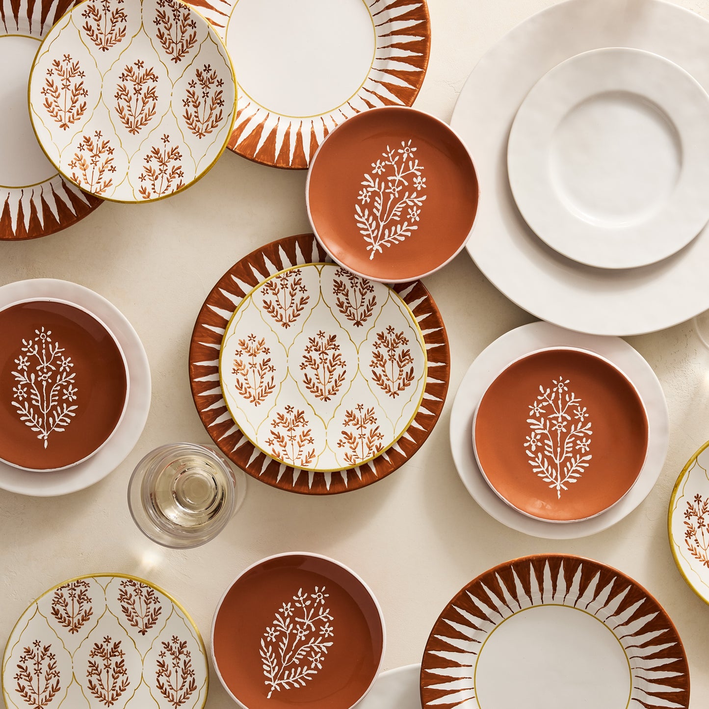 Peter Dunham + Hudson Grace Spice Orange Hand-Painted Jaali Salad Plate