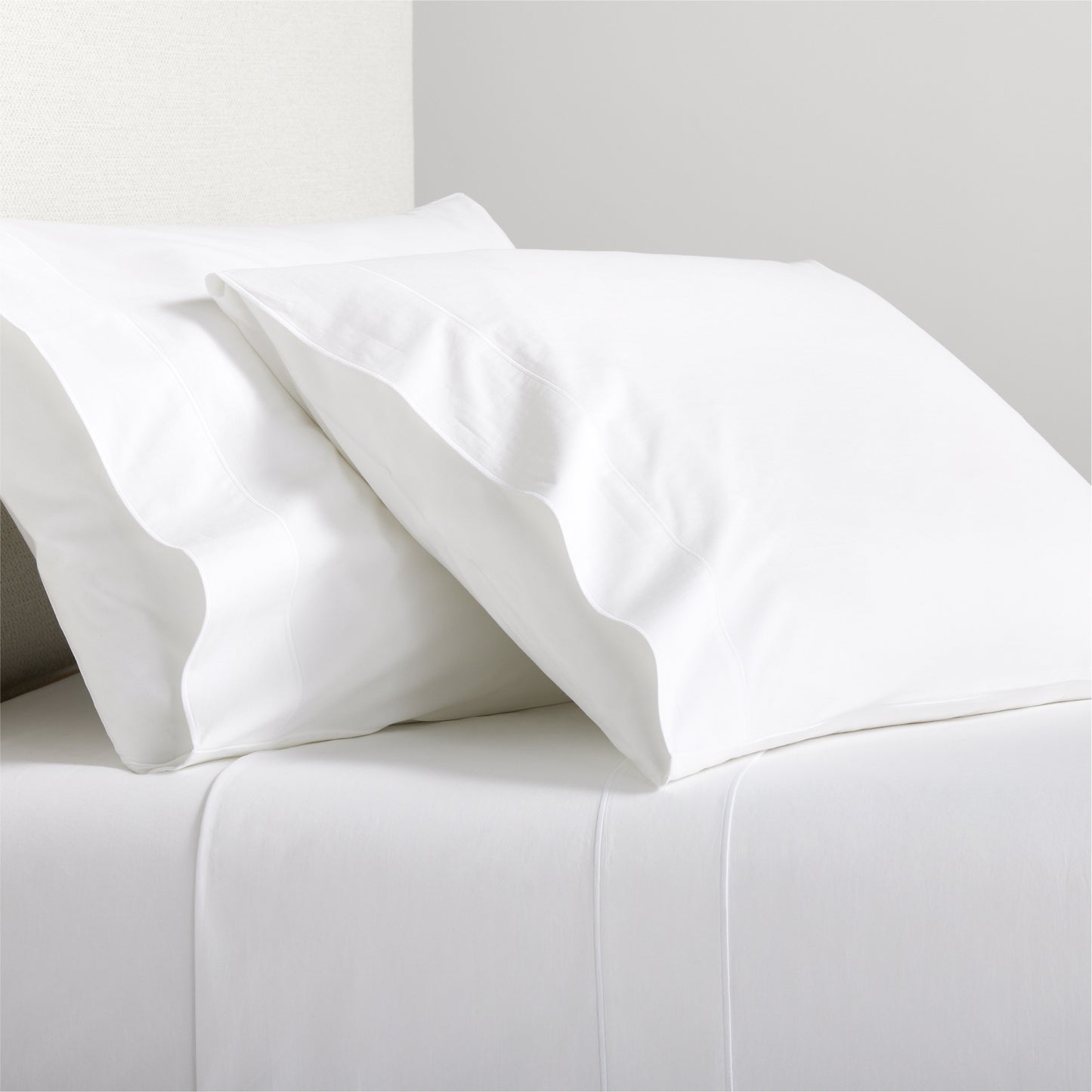White Satin Stitch Percale Pillowcases, set of 2