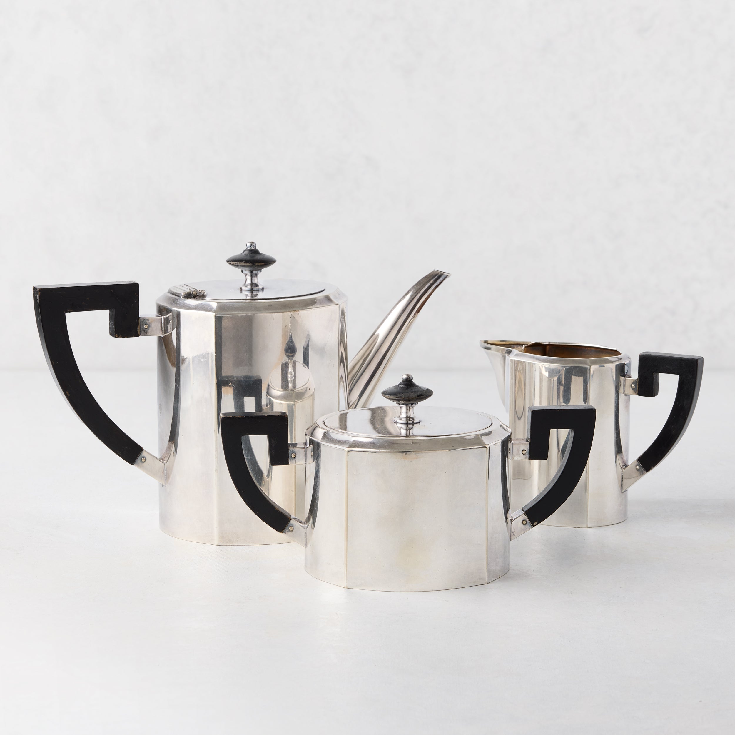 Vintage Silverplate 3-Piece Deco Tea Set - Hudson Grace