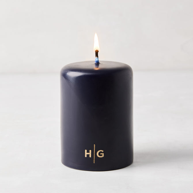 HG Blue Unscented Pillar Candle, 3"x4"