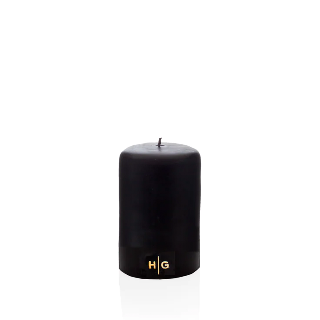 Black Unscented Pillar Candle, 3"x4"