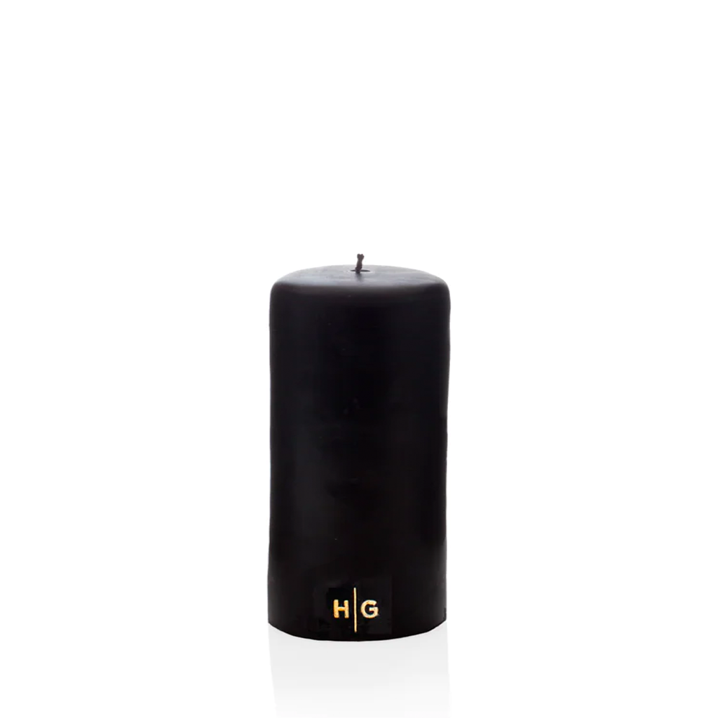 Black Unscented Pillar Candle, 3"x6"