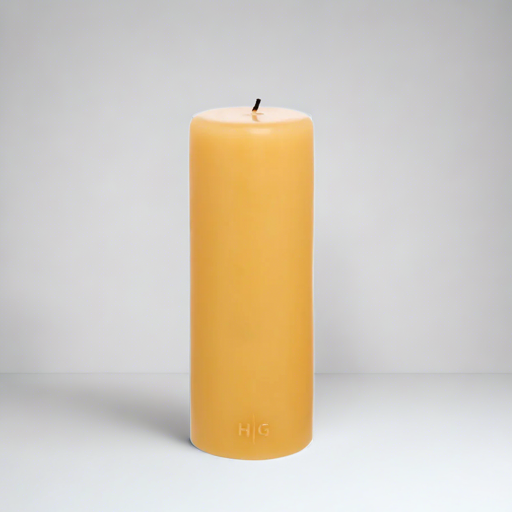 Amber Unscented Pillar Candle, 3"x8"