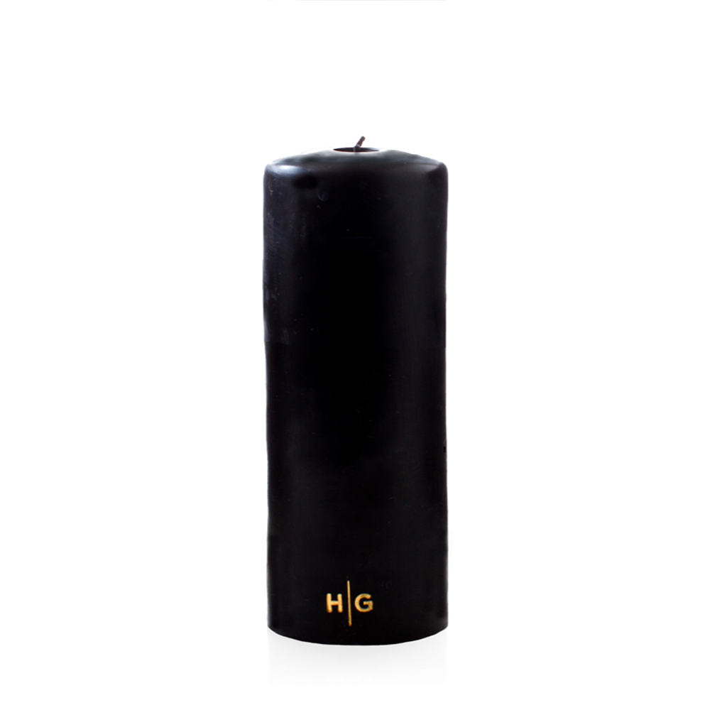 Black Unscented Pillar Candle, 3"x8"