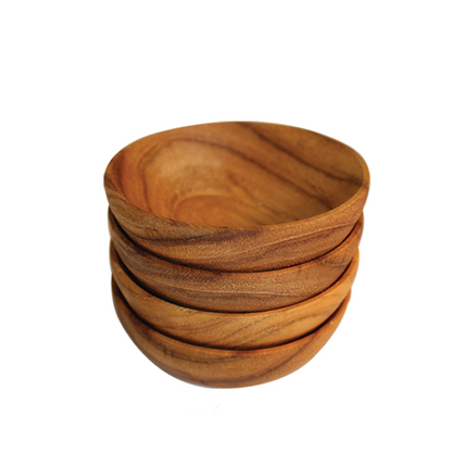 Teak Wood Pinch Bowls, Set of 4