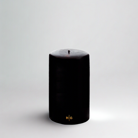 Black Unscented Pillar Candle, 4"x6"