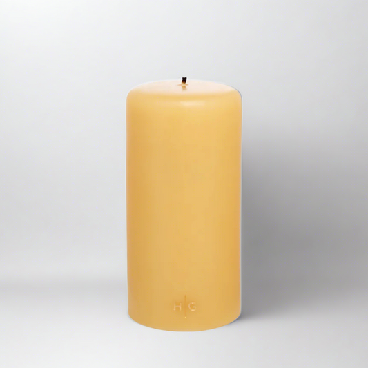 Amber Unscented Pillar Candle, 4"x8"