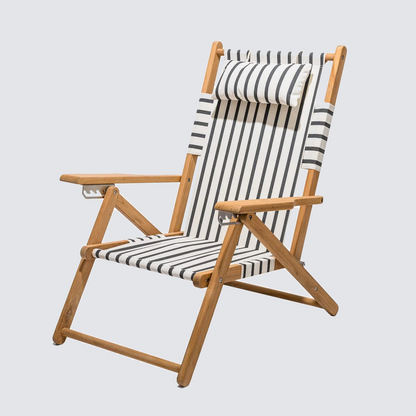 Monaco Black Stripe Reclining Outdoor Beach Chair