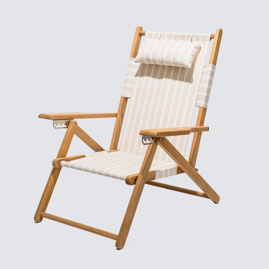 Monaco Natural Stripe Reclining Outdoor Beach Chair