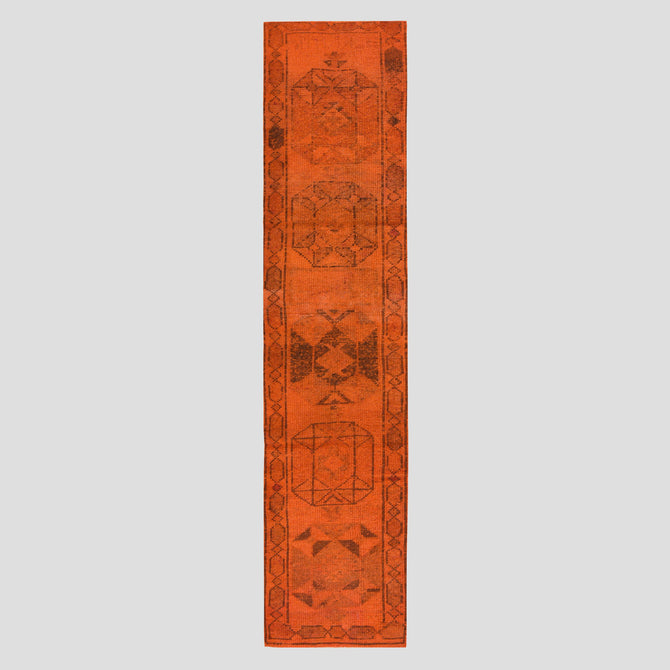 Vintage Orange and Black Turkish Runner Rug, 2'4" x 11'