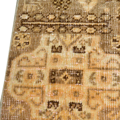 Vintage Neutral Turkish Rug with Brown Accents, 5'x8'