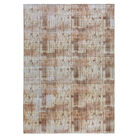 Vintage Brown Patterned Turkish Rug, 4'9"x7'