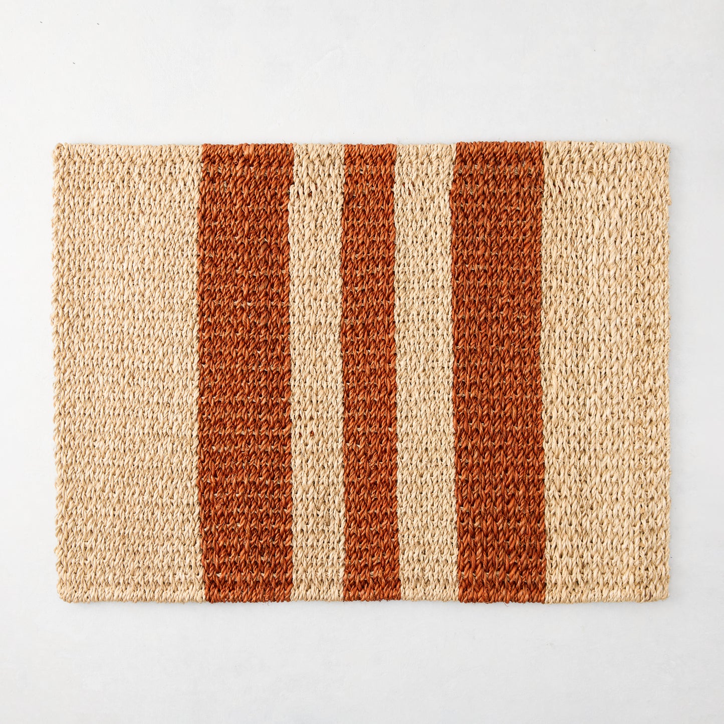 Natural Abaca Spice Orange Stripe Rectangular Placemat, Set of 4