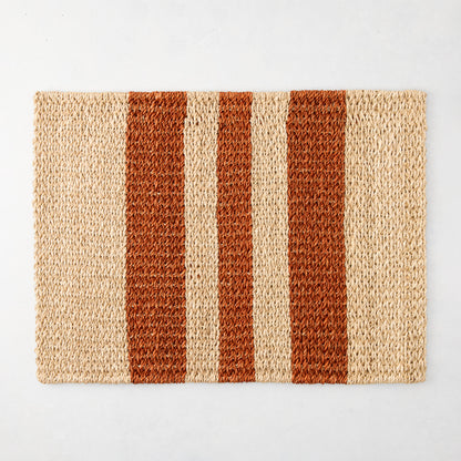 Natural Abaca Spice Orange Stripe Rectangular Placemat, Set of 4