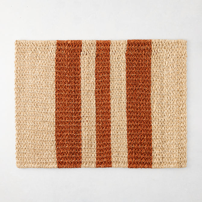 Natural Abaca Spice Orange Stripe Rectangular Placemat, Set of 4