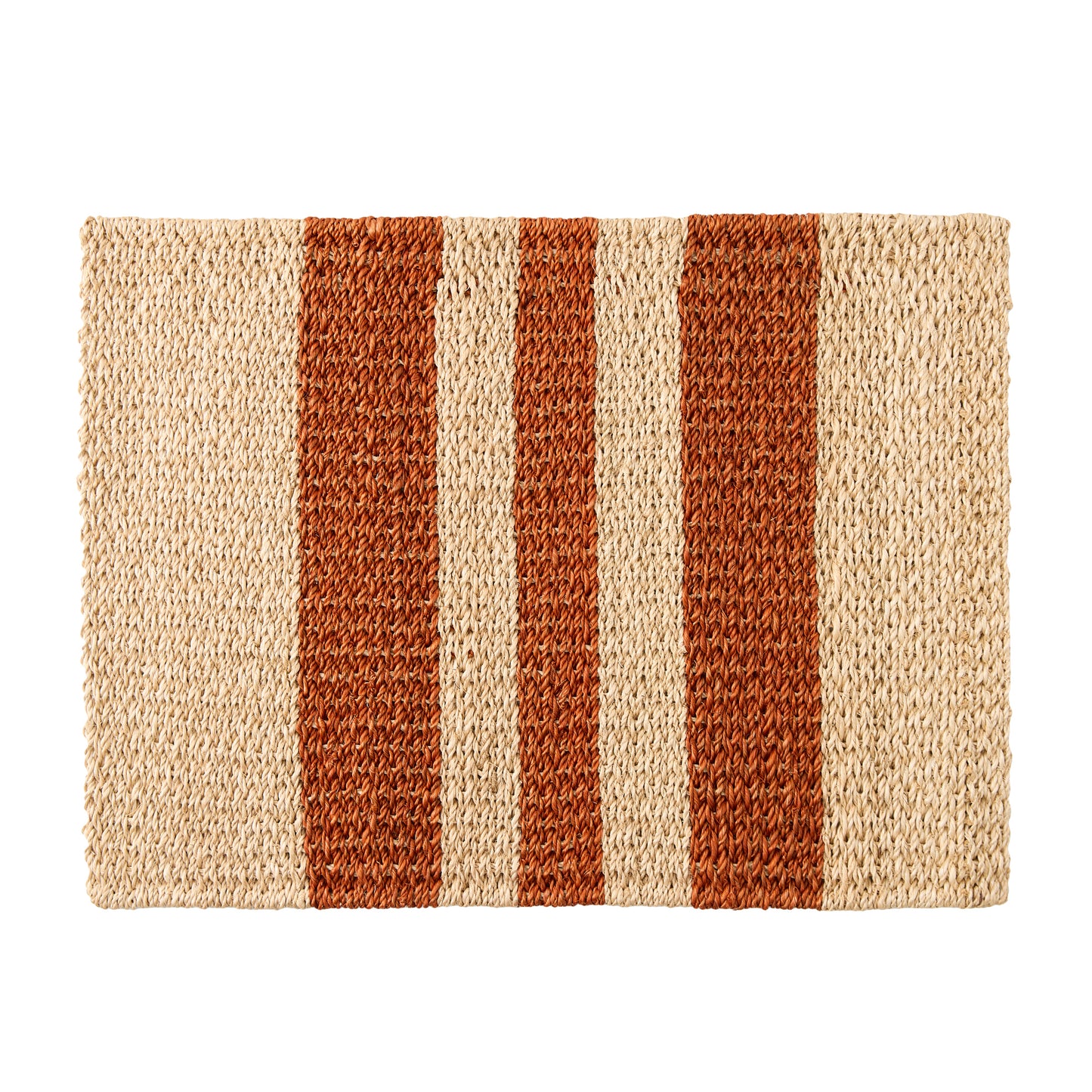 Natural Abaca Spice Orange Stripe Rectangular Placemat, Set of 4