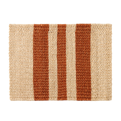 Natural Abaca Spice Orange Stripe Rectangular Placemat, Set of 4