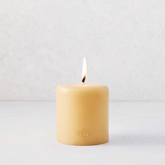 Amber Unscented Pillar Candle (4" x 4")