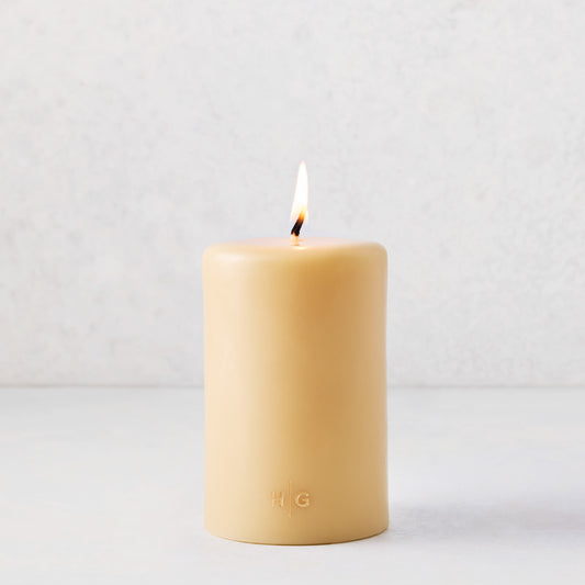 Amber Unscented Pillar Candle (4" x 6")