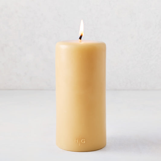 Amber Unscented Pillar Candle (3" x 8")