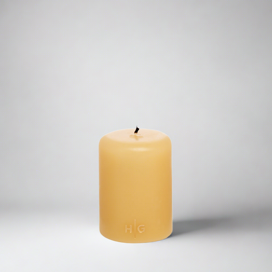 Amber Unscented Pillar Candle, 3"x4"