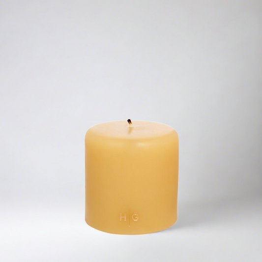 Amber Unscented Pillar Candle, 4"x4"